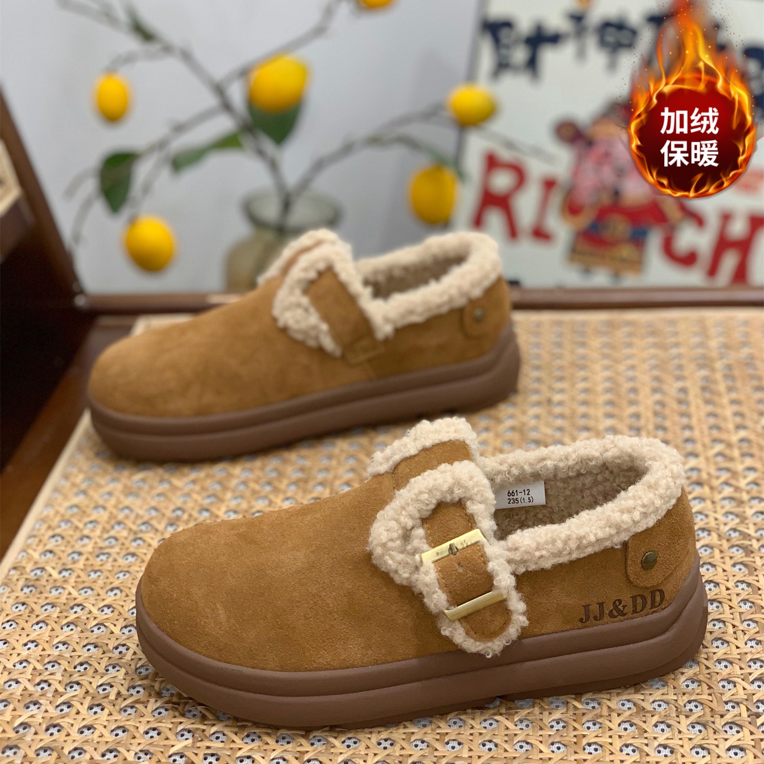 厚底羊羔毛勃肯鞋保暖复古雪地靴