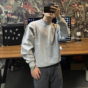 school短宽款 超厚old 西海岸纯色圆领卫衣 帽衫 bboy嘻哈加厚美式