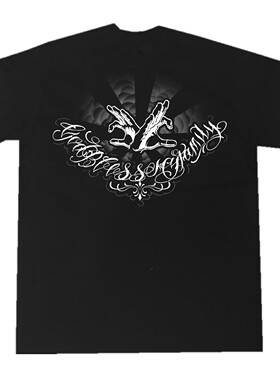 bboy西海岸奇卡诺花体街头old school重磅hiphop美式chicano短袖