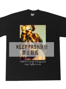 bboy宽松西海岸街头old school短袖重磅hiphop美式小领口大妞T恤