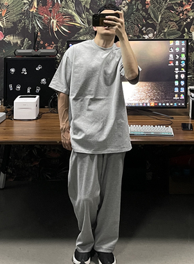 bboy 300克 重磅嘻哈hiphop复古纯色t恤 西海岸小领口纯色短袖