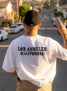 bboy宽松嘻哈hiphop复古old school西海岸简约短袖T重磅加厚短袖