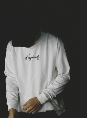 bboy街舞popping urban dance嘻哈滑板重磅宽松全棉小领口长袖T恤