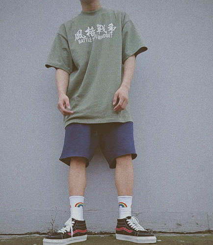 bboy嘻哈街舞old school说唱popping小领口over size短袖重磅T恤
