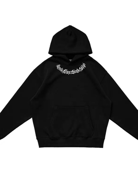 bboy嘻哈加厚宽松美式帽衫超厚old school嘻哈西海岸简约连帽卫衣