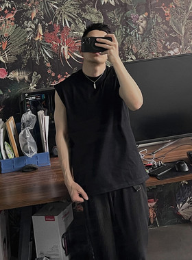 bboy嘻哈hiphop复古old school西海岸无袖t恤 小领口加厚无袖背心