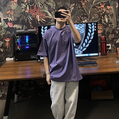 285克全棉重磅小领口短袖t恤