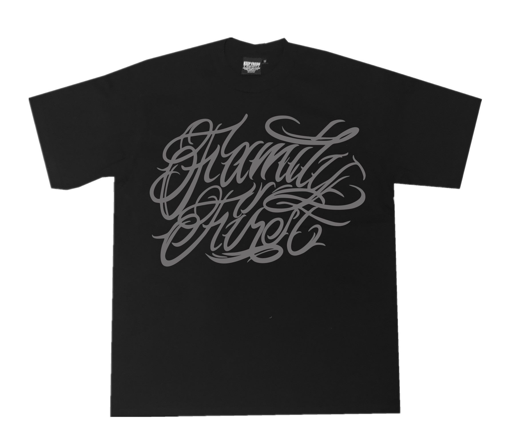 bboy宽松西海岸old school短袖 重磅hiphop美式小领口花体字t恤