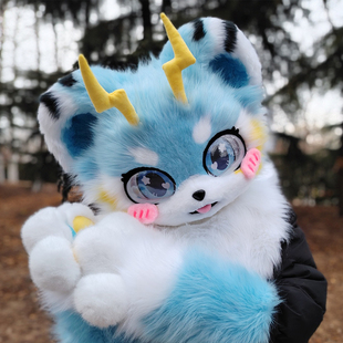 来图定制兽装福瑞兽头日系写实可爱动鄂单头cos服装