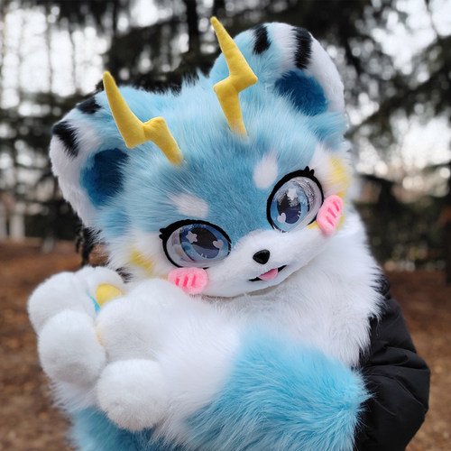 来图定制兽装福瑞兽头日系写实可爱动鄂单头cos服装