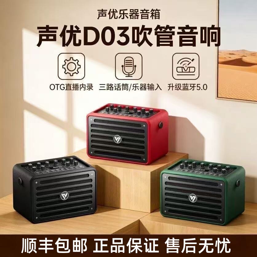 声优D03升级版便携防水电吹管二胡乐器专用户外K歌音箱蓝牙手提