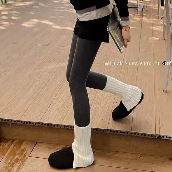 秋冬加厚条纹连裤袜~miu系秀场风质感打底裤棉质竖条纹长袜保暖袜