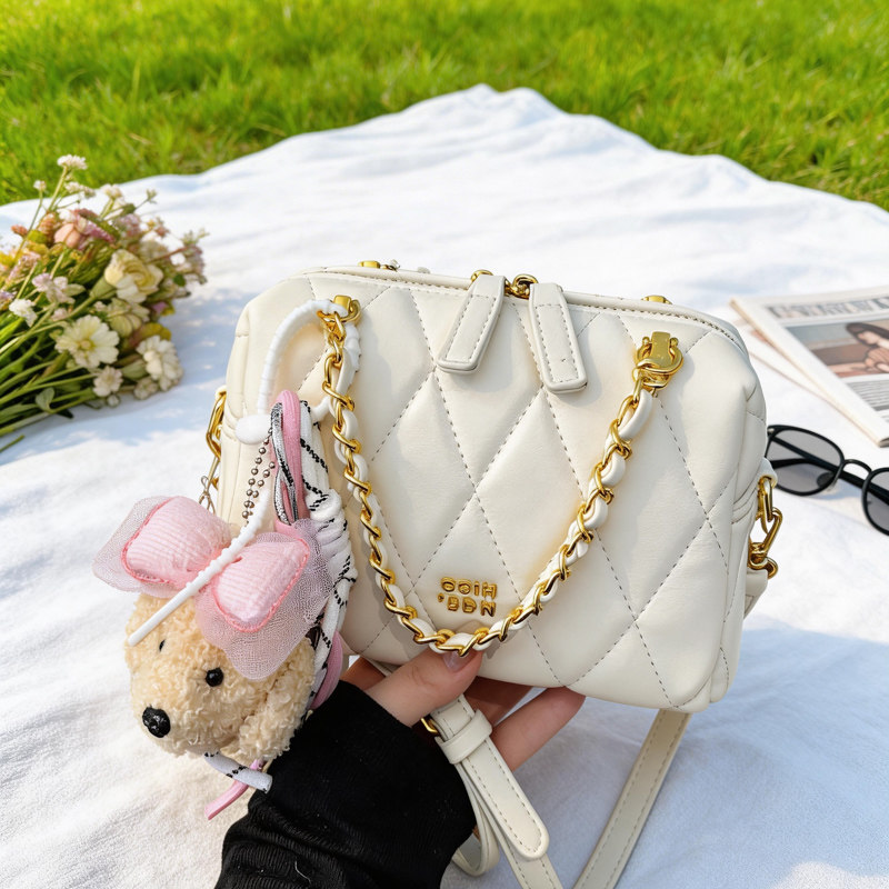 韩版时尚手提包小拎包女2026春季新款菱格链条包单肩斜挎小方包