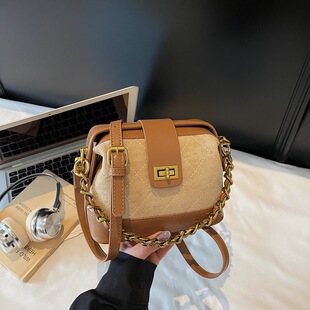 包包女2026新款潮时尚百搭质感女包菱格链条贝壳小包鹿皮绒斜挎包