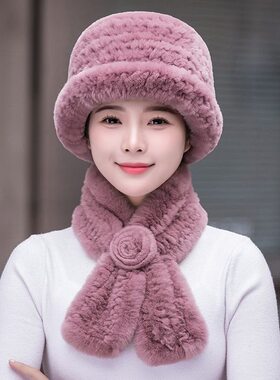獭兔毛礼帽女秋冬中老年