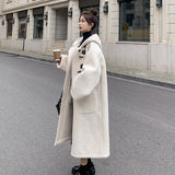 出货M205P185K2782022冬装羊羔毛连帽外套中长款大衣，女装毛呢外套，浙宝088