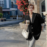 高级感超好看西装外套女春秋2025新款休闲宽松廓形炸街薄款小西服，女装西装，浙宝088
