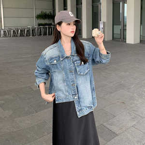现货  M652P145K198  2024春秋装新款不规则牛仔外套女图片