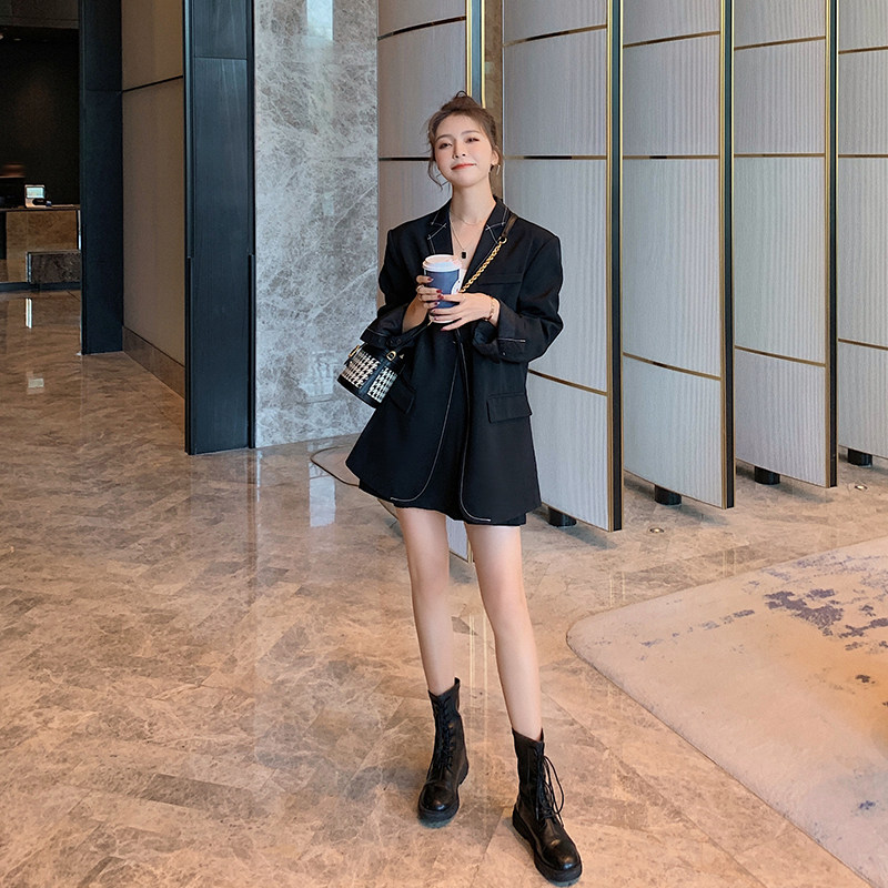 法式高级感黑色西装女春秋2025年新款爆款百褶裙小西服,女装西装,浙宝088