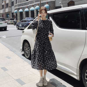 现货 M669P105K158 2024春秋装长款高品质中长款碎花连衣裙图片