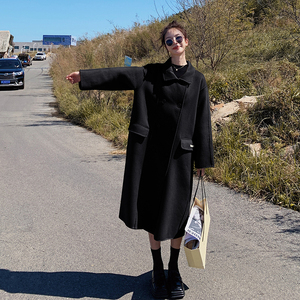 现货M231P260K398冬装新款中长款双面毛呢外套羊毛大衣图片