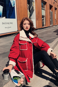 现货X887 P175 K258 2024冬装新款羊羔毛4个真口袋外套女图片