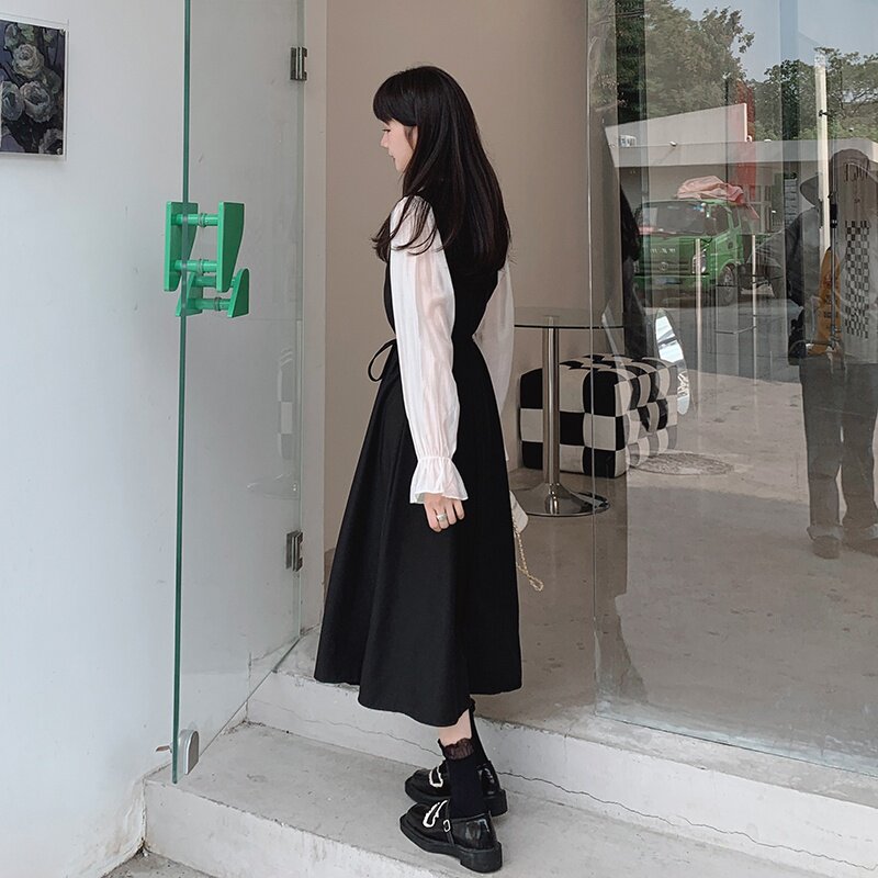 现货M157P115K1682024秋装新款假两件拼接撞色连衣裙,女装连衣裙,浙宝088