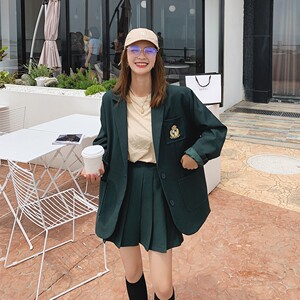 高级学院风西装套装女春秋2025年新款爆款百褶裙网红女神范两件套图片