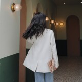 2025新款白色小西装外套女春秋小个子休闲宽松短款简约学院风百搭，女装西装，浙宝088