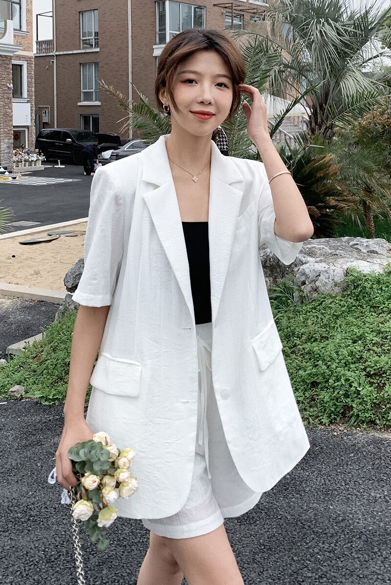 现货X1028P105K1582022夏装新款短袖小西装外套套装,女装西装,浙宝088