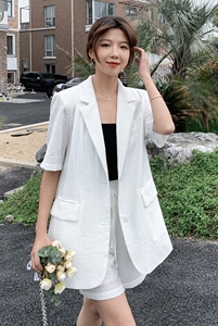 现货X1028 P105K158 2022夏装新款短袖小西装外套套装图片