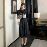 新中式春秋穿搭女2025新款中国风水墨上衣显瘦裙子黑色，女装连衣裙，浙宝088