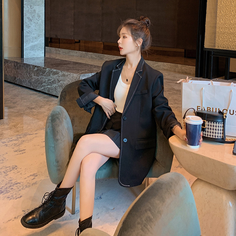 法式高级感黑色西装女春秋2025年新款爆款百褶裙小西服,女装西装,浙宝088