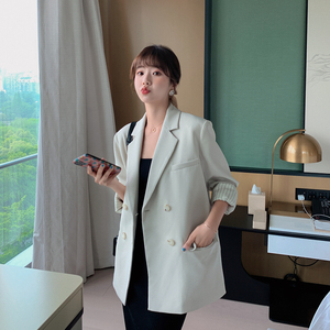 chic米白色西装外套女小个子春秋2025年新款爆款高级感炸街小西服图片