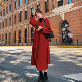 独特超好看红色长款西装风衣外套女春秋2025年新款高级感休闲大衣，女装毛呢外套，浙宝088