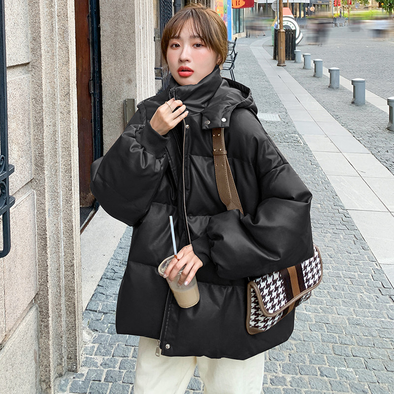 买家秀现货M009P165K2382024冬装新款短款连帽PU棉袄棉衣2色,女装棉衣/棉服,浙宝088