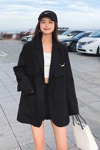 黑色西装外套女小众设计感小个子春秋2025年新款高级感炸街小西服图片