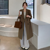 韩版长款风衣女春秋2025年新款春装英伦风宽松显瘦大衣西装外套潮，女装风衣，浙宝088