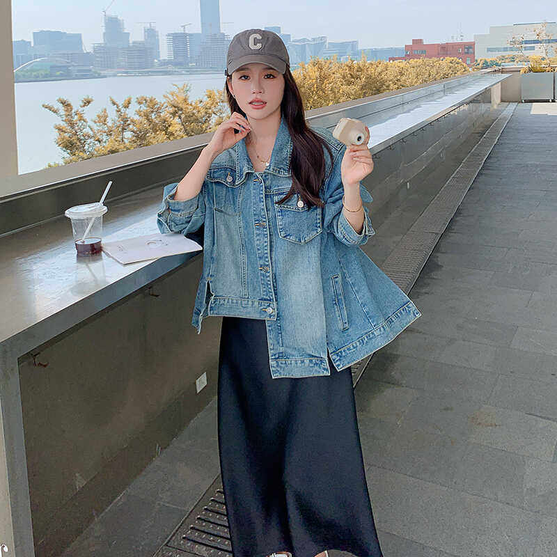 现货  M652P145K198  2024春秋装新款不规则牛仔外套女图片