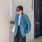 高级感女神范蓝色西装外套女小个子春秋2025年新款爆款韩系小西服，女装西装，浙宝088