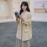 淡黄色小西装外套女春秋2025年新款春装气质休闲时尚双排扣西服潮，女装西装，浙宝088