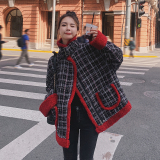 现货X915P170K2682022冬装新款格子撞色机车服羊羔毛外套，女装毛呢外套，浙宝088