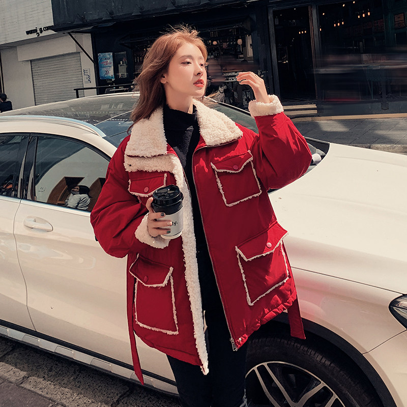 现货X887 P175 K258 2024冬装新款羊羔毛4个真口袋外套女图片
