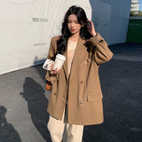 卡其色免烫高级感西装外套女2025年春秋新款时髦炸街小西服上衣，女装西装，浙宝088