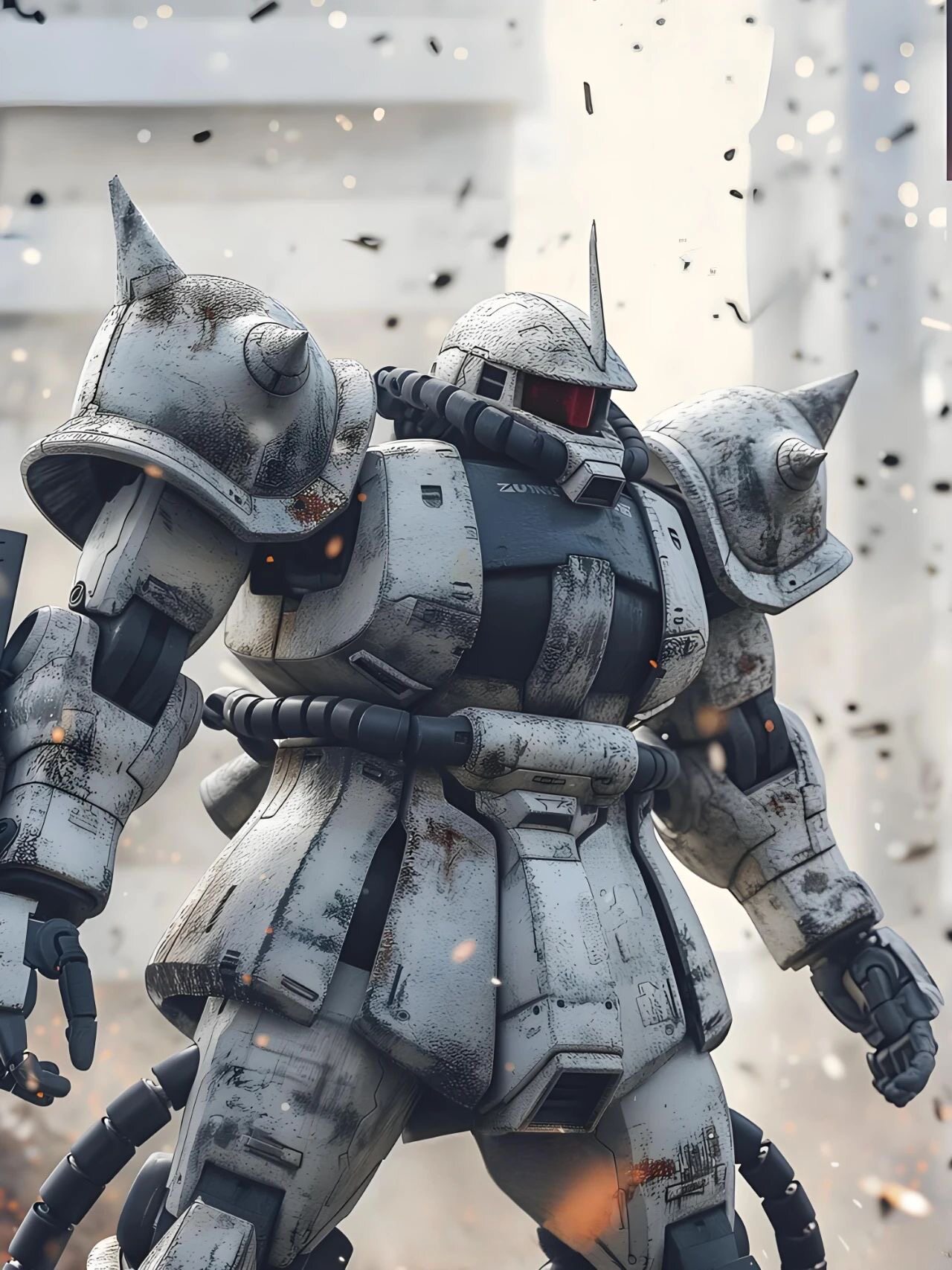 国产高高渣古 拼装模型 MG 1/100 重力战线白色食人魔扎古 现货