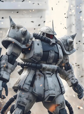 国产高高渣古 拼装模型 MG 1/100 重力战线白色食人魔扎古 现货