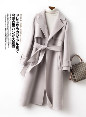 24秋冬羊毛呢大衣女中长款韩版街头高端赫本风毛呢外套时尚正品