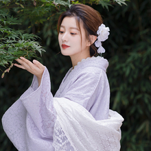 山鸟和色日式和风浴衣复古连衣裙改良和服摄影旅拍写真紫色蕾丝