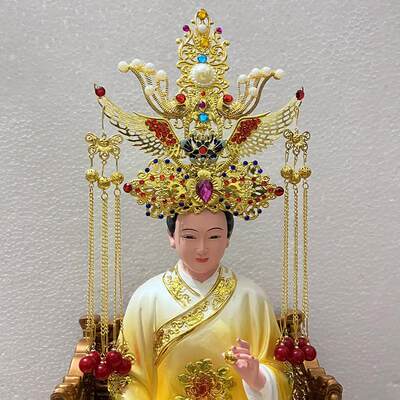 高端黑妈妈泰山奶奶王母娘娘凤冠观音帽子神明佛像帽神像三凤帽冠