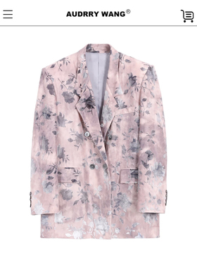 AUDREYWANG时尚气质新中式潮流植绒长袖西装